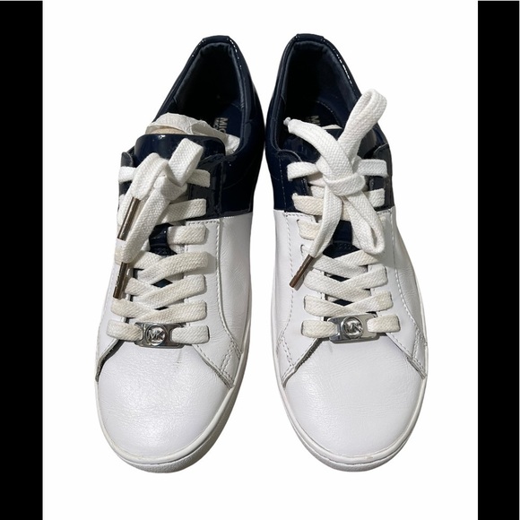 Michael Kors Lace Up Tobey White/Navy Sneakers - Picture 8 of 14